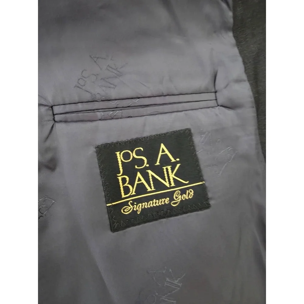 Jos A Bank Signature Gold Blazer Jacket Men 41L Black Sports Coat 2 Buttons Wool